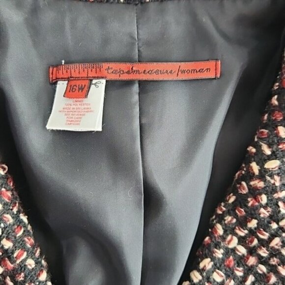 Tape Measure Women's Tweed Jacket Blazer 3-Button Port and Black Lace Gothcore - Picture 8 of 16